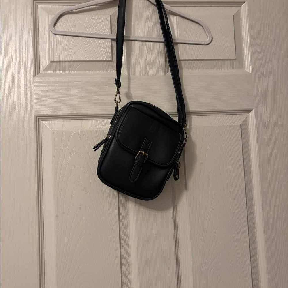 Black Crossbody Bag with Buckle